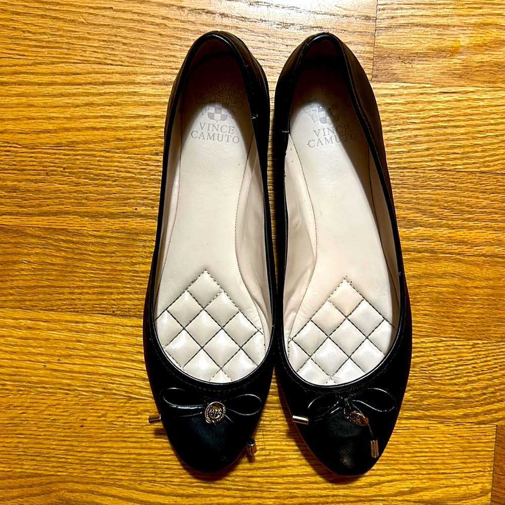 Black Vince Camuto flats, size 10